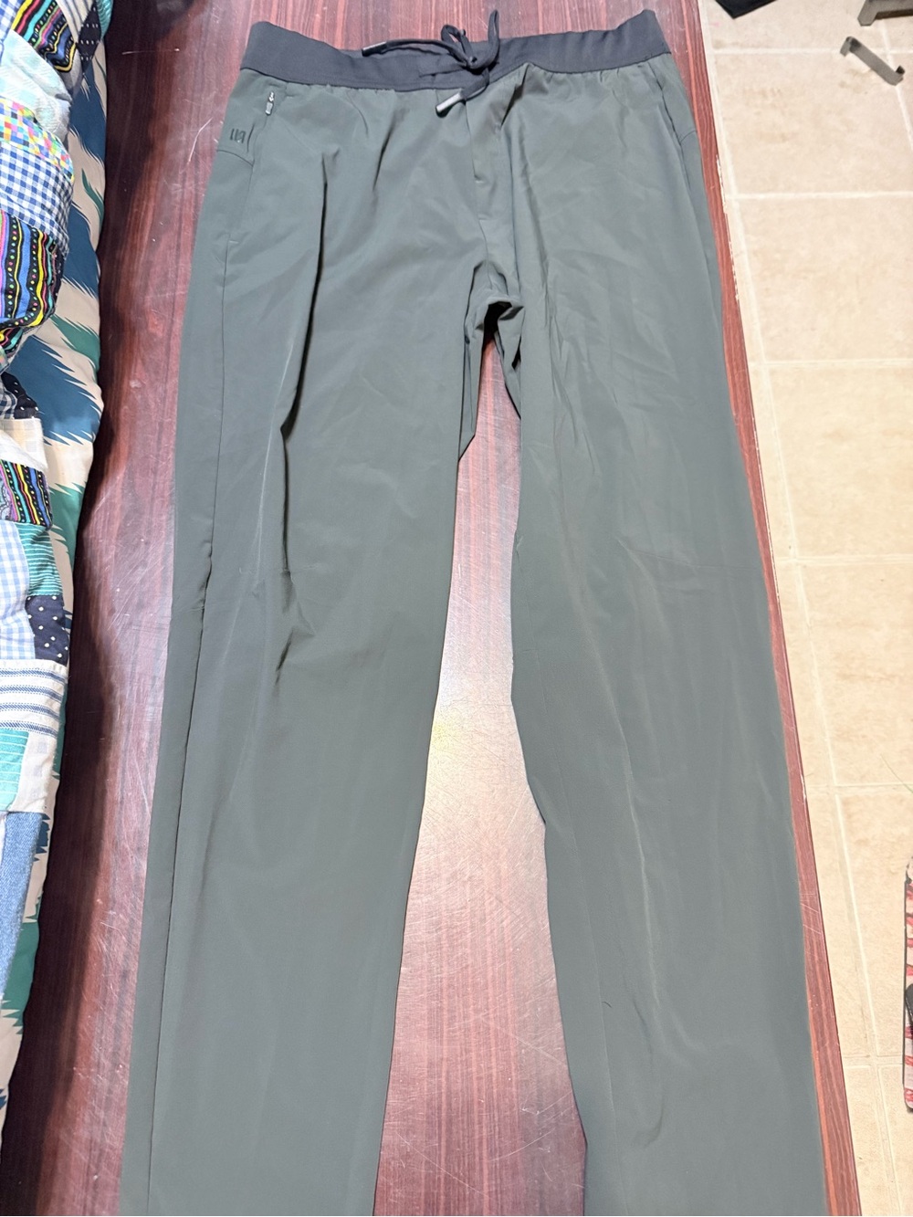 VRST Men's Olive Drawstring pants with Elastic Waist